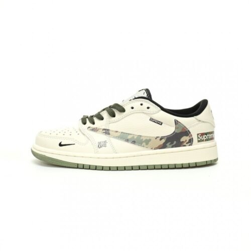 【AT10895】ナイキ×シュープリーム×トラビス・スコットコラボAJ1ローエメラルドカモ スニーカー | Nike x Supreme