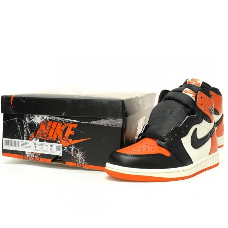 【AT11213】ナイキ エアジョーダン1 ブラックホワイトオレンジ レトロバスケットシューズ | Nike x Air Jordan