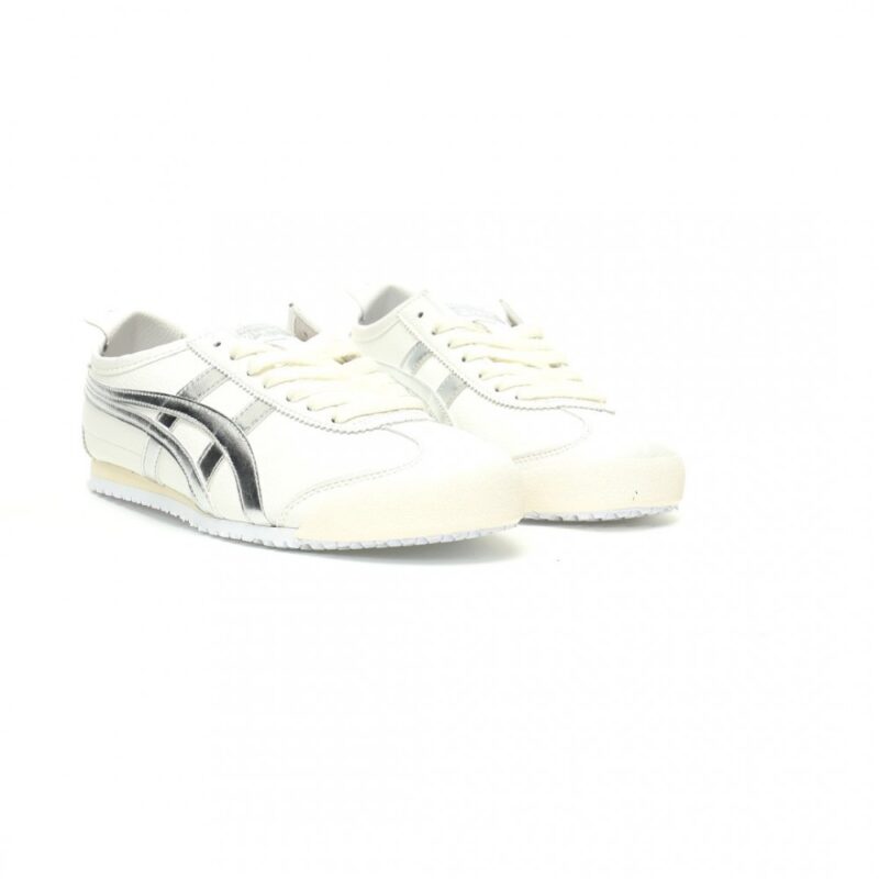 【AT11382】オニツカタイガー Onitsuka Tiger Mexico 66 レトロランニングシューズ 白銀 ストライプ 牛革素材 伝統的なブランド 日常 軽量 グリップ力 無尽ノ快適 | Onitsuka Tiger