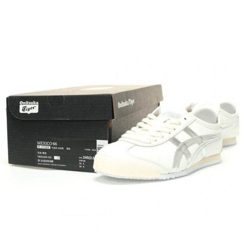 【AT11382】オニツカタイガー Onitsuka Tiger Mexico 66 レトロランニングシューズ 白銀 ストライプ 牛革素材 伝統的なブランド 日常 軽量 グリップ力 無尽ノ快適 | Onitsuka Tiger