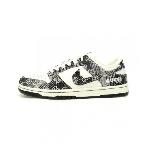 【AT11426】Gucci x Nike SB Dunk Low コラボ スニーカー 新作デニムキャンバス ブラックベージュ クラシックなストリートスタイル | Gucci x Nike
