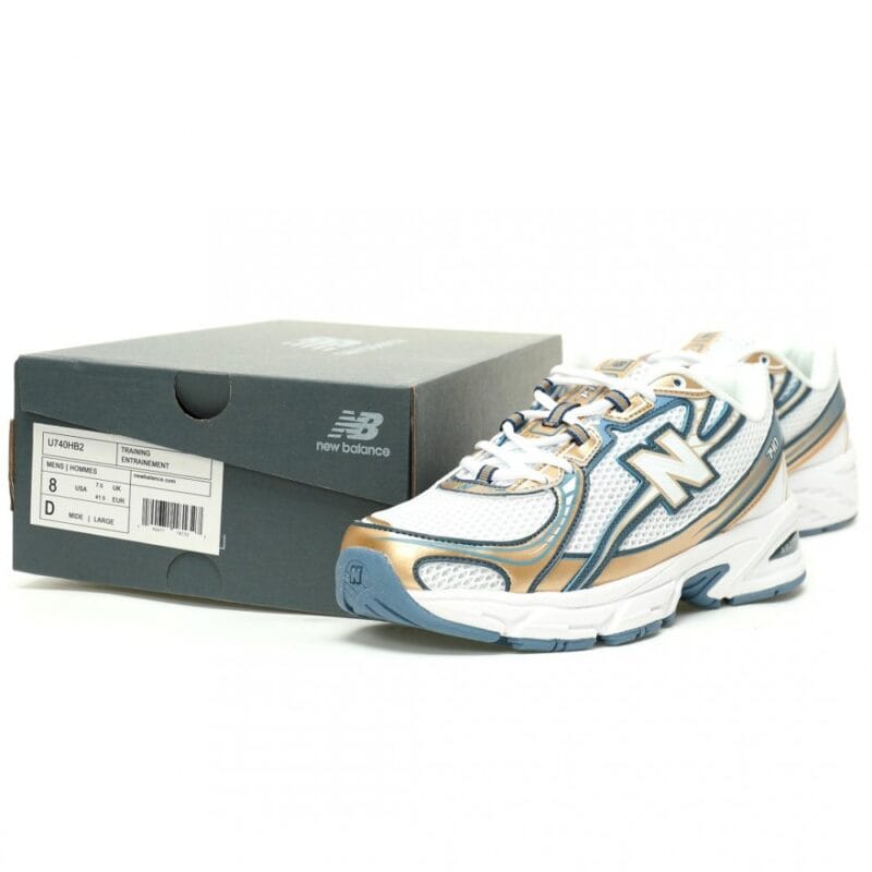 【AT11494】New Balance 740v2 青と白のシャンパンゴールドカラーのファッションスニーカー | New Balance