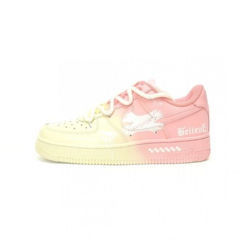 【AT11540】Nike Air Force 1 グラデーションピンク＆イエローストリートファッションスニーカー | Off White x Nike