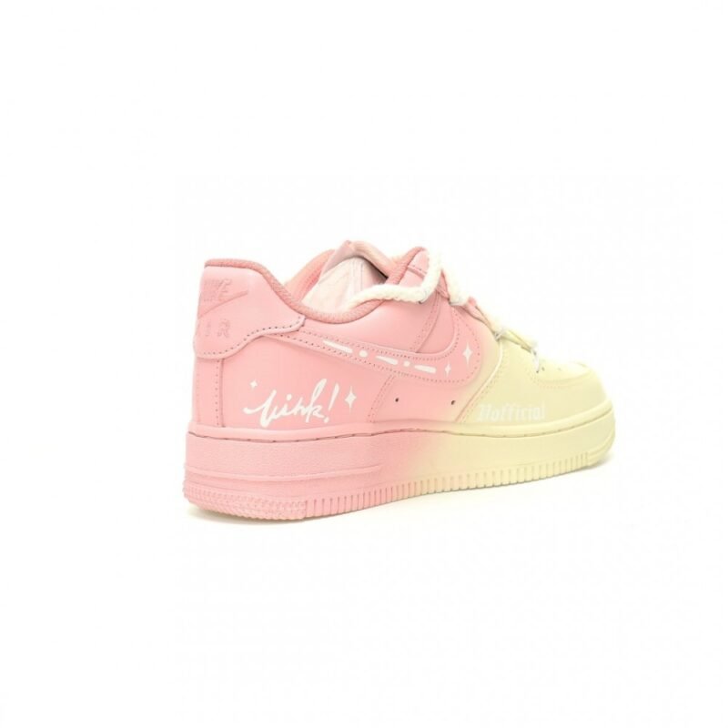 【AT11540】Nike Air Force 1 グラデーションピンク＆イエローストリートファッションスニーカー | Off White x Nike
