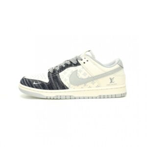 【AT11546】Louis Vuitton x Nike SB Dunk Low コラボ限定スニーカー 白灰色デニム素材 精巧な職人技術と耐久性を提供 | Nike x Louis Vuitton