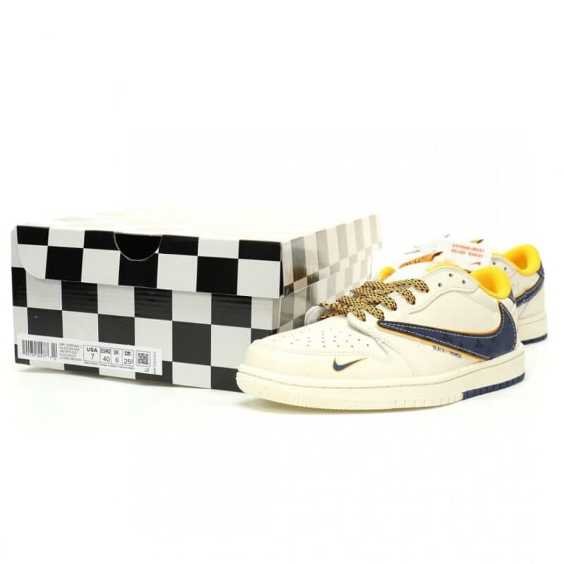 【AT11568】Travis ScottとNike Dunk Lowコラボ！クリーム&青色デザイン、ストリートファッションに最適 | Travis Scott Nike