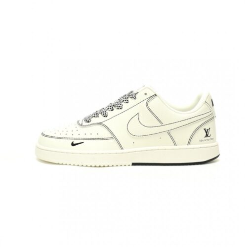 【AT11571】LV x Nike Court Vision Lowスポーツシューズ - ブラック/アイボリー | Nike x Louis Vuitton
