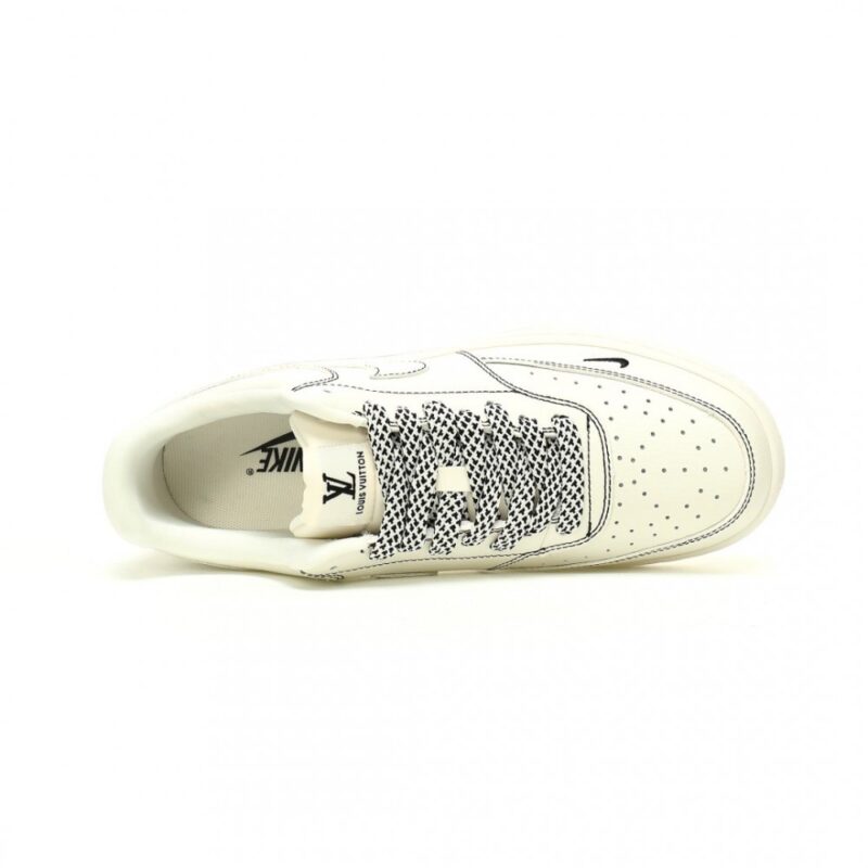 【AT11571】LV x Nike Court Vision Lowスポーツシューズ - ブラック/アイボリー | Nike x Louis Vuitton