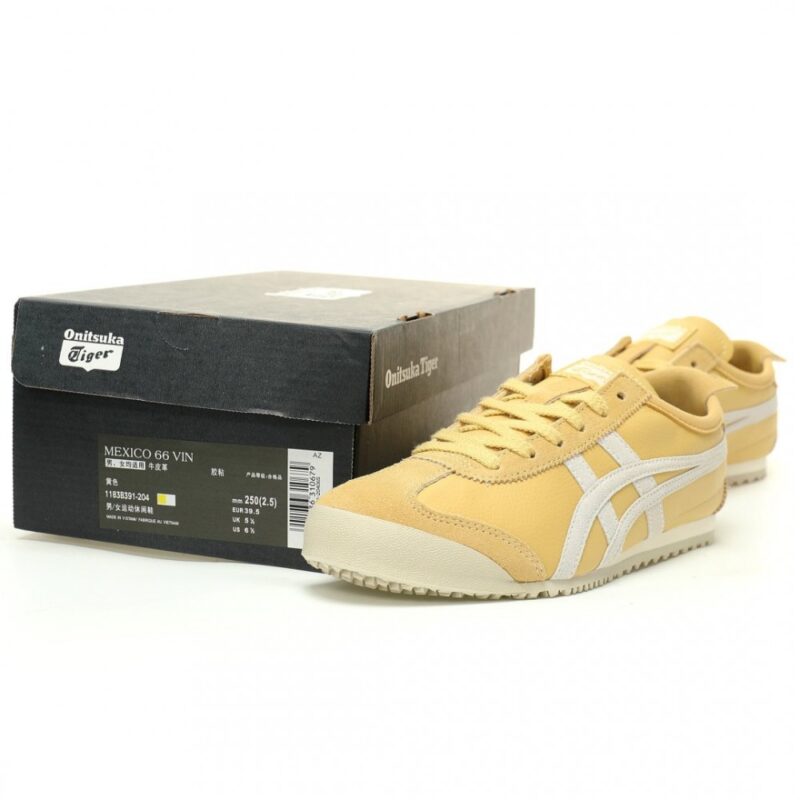 【AT11760】Onitsuka Tiger鬼塚虎 Mexico 66 レザースニーカー レモンイエロー/ホワイト | Onitsuka Tiger