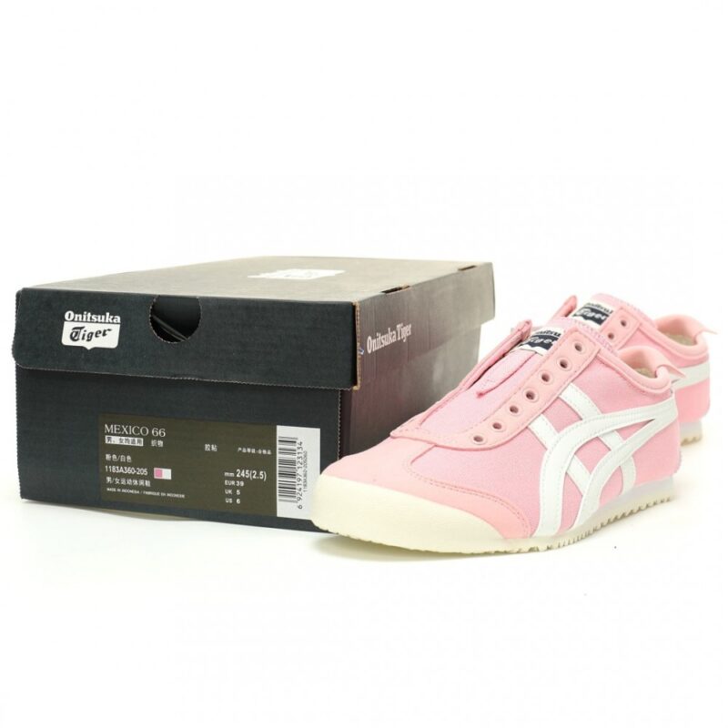 【AT11841】Onitsuka Tiger（オニツカタイガー）Mexico 66 Slip-On ピンク＆ホワイトカジュアルシューズ | Onitsuka Tiger