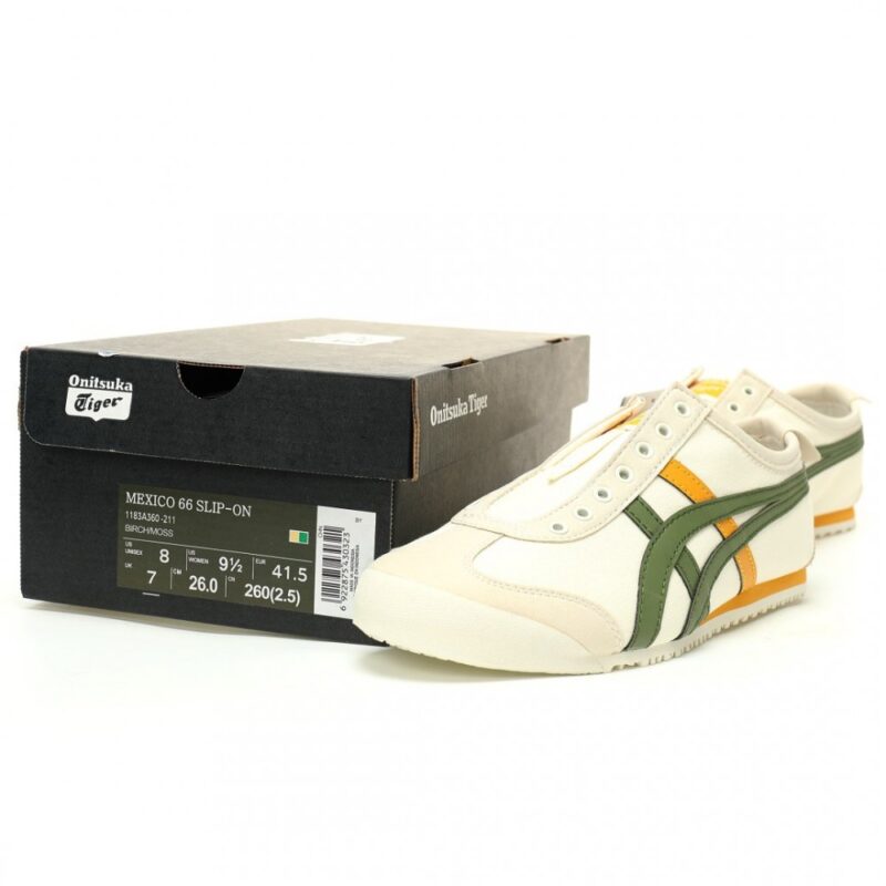 【AT11896】Onitsuka Tiger Mexico 66 Slip-On メキシコ 66 スリッポン アイボリー オリーブグリーン オレンジ | Onitsuka Tiger