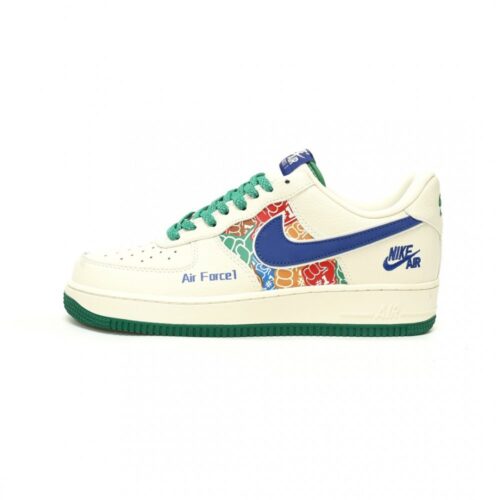 【AT11906】Nike Air Force 1 '07 Low グラフィティカスタムカラーデザイン青緑アクセント | Nike Air Force 1