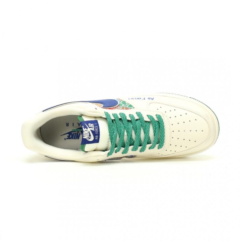 【AT11906】Nike Air Force 1 '07 Low グラフィティカスタムカラーデザイン青緑アクセント | Nike Air Force 1