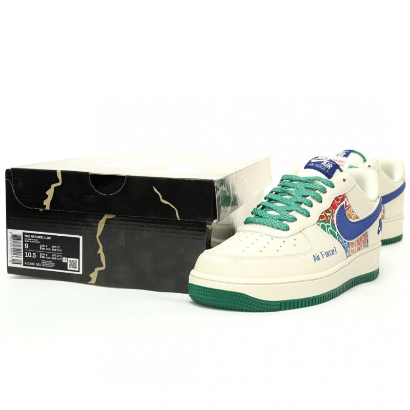 【AT11906】Nike Air Force 1 '07 Low グラフィティカスタムカラーデザイン青緑アクセント | Nike Air Force 1