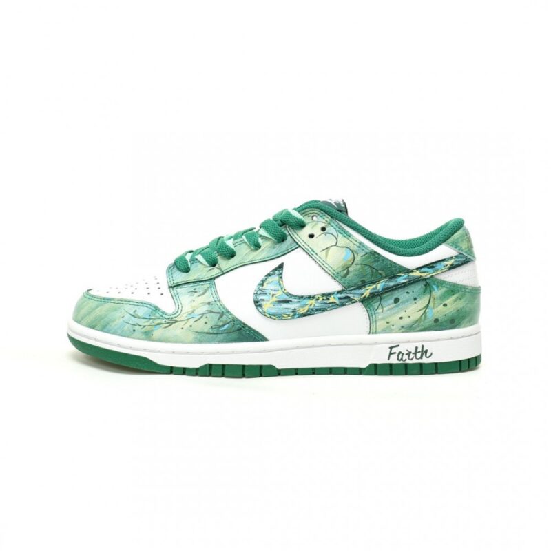 【AT12084】Nike SB Dunk Lowホワイトグリーンウィロー涂鸦 スケートボードシューズ | Dunk