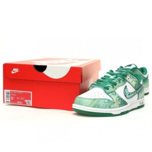 【AT12084】Nike SB Dunk Lowホワイトグリーンウィロー涂鸦 スケートボードシューズ | Dunk