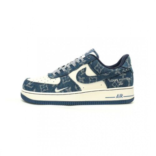 【AT12107】ルイ・ヴィトン×ナイキ コラボ スニーカー - リジットブルー＆クリームデニム エアフォース1 | Louis Vuitton x Nike