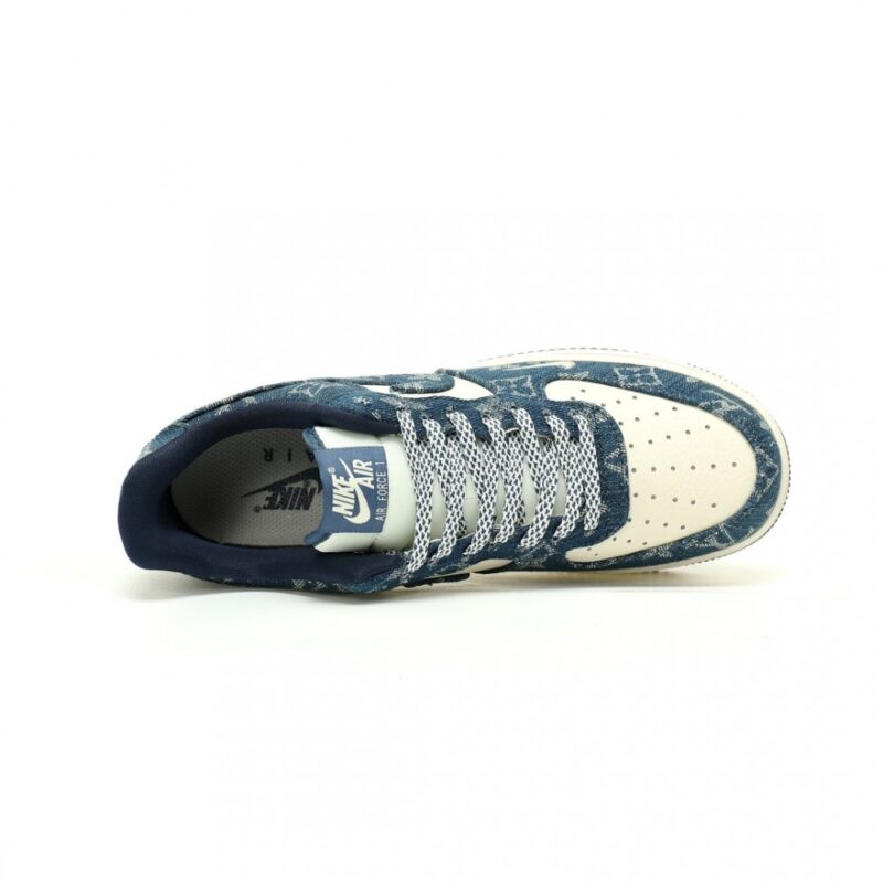 【AT12107】ルイ・ヴィトン×ナイキ コラボ スニーカー - リジットブルー＆クリームデニム エアフォース1 | Louis Vuitton x Nike