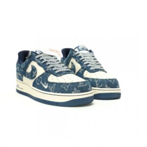 【AT12107】ルイ・ヴィトン×ナイキ コラボ スニーカー - リジットブルー＆クリームデニム エアフォース1 | Louis Vuitton x Nike