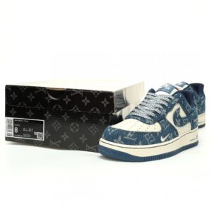 【AT12107】ルイ・ヴィトン×ナイキ コラボ スニーカー - リジットブルー＆クリームデニム エアフォース1 | Louis Vuitton x Nike