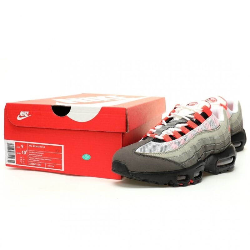 【AT12153】ナイキ Air Max 95 グレー ソーラーレッドメンズランニングシューズ | Air Max