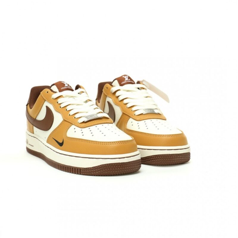 【AT12285】ルイ・ヴィトン × ナイキ Air Force 1 コラボレーションスニーカー - 高級カウレザー製クラシックストリートシューズ | Louis Vuitton x Nike