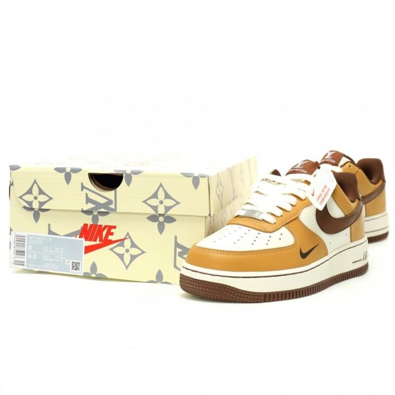 【AT12285】ルイ・ヴィトン × ナイキ Air Force 1 コラボレーションスニーカー - 高級カウレザー製クラシックストリートシューズ | Louis Vuitton x Nike