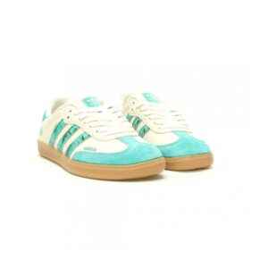 【AT12407】ノースフェイス x アディダスオリジナルス コラボ Samba OG グリーンアイボリー レザースニーカー | The North Face x Adidas