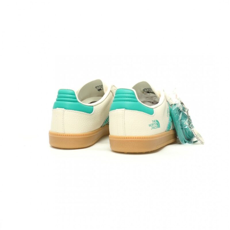 【AT12407】ノースフェイス x アディダスオリジナルス コラボ Samba OG グリーンアイボリー レザースニーカー | The North Face x Adidas