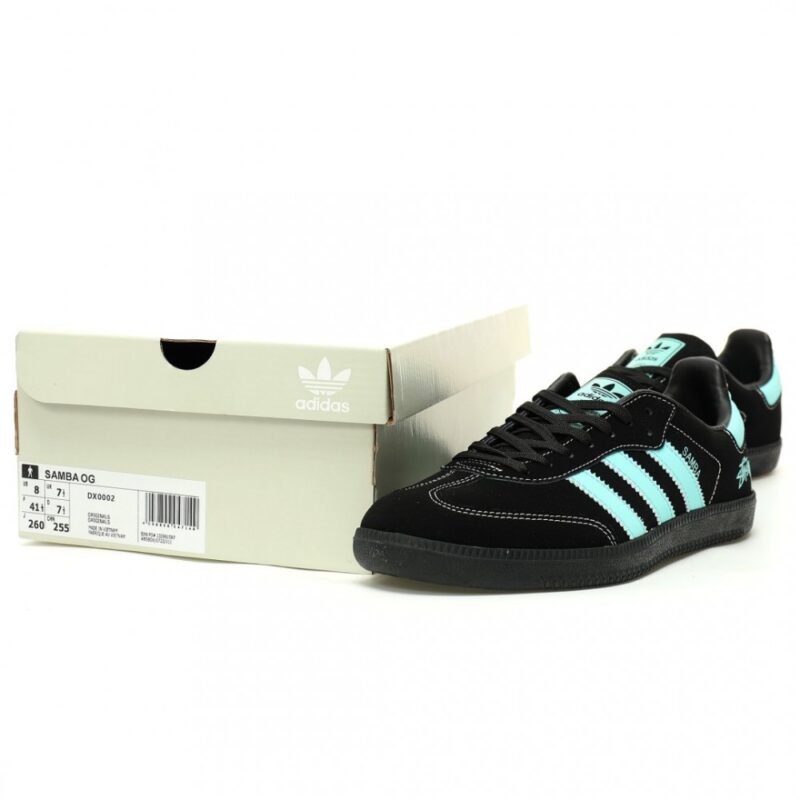 【AT12493】Stussy x Adidas Originals Samba OG ブラックティファニーグリーン限定スニーカー | Stussy x Adidas