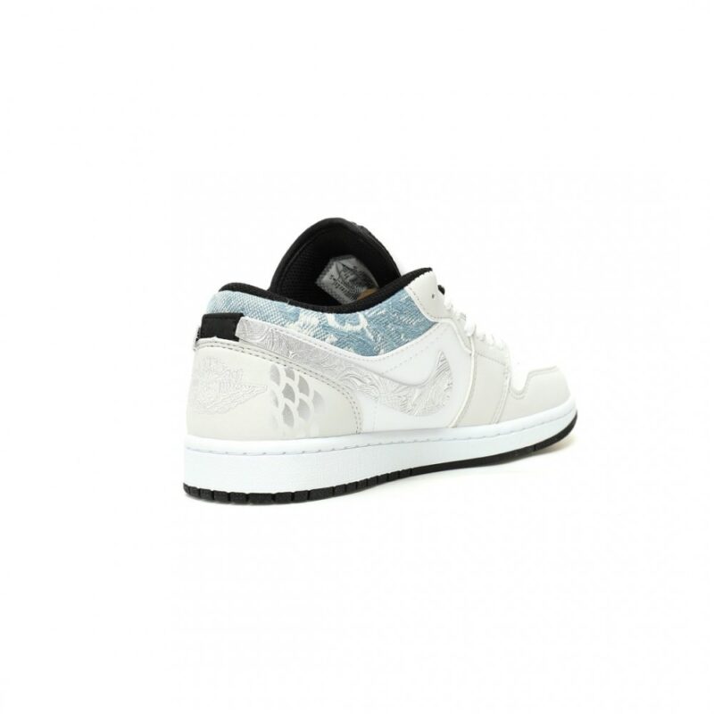 【AT12588】ナイキ エア ジョーダン 1 ローカット バスケットボールシューズ ホワイト ライトグレー ブルー シルバー | Air Jordan