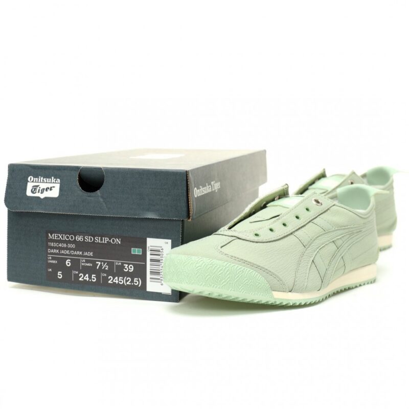 【AT12604】Onitsuka Tiger メキシコ66スリップオン - ダークグリーン、クラシックな美学と現代的スタイルを融合した高機能スニーカー | Onitsuka Tiger