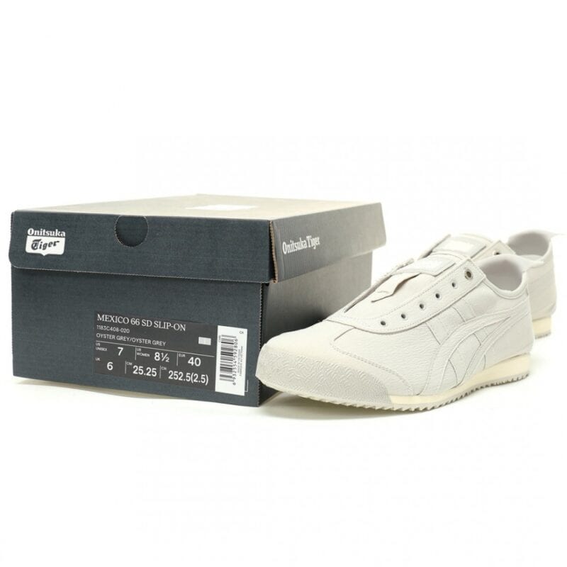 【AT12605】オニツカタイガー Onitsuka Tiger Mexico 66 Slip-On スニーカー 灰色帆布レトロデザイン 都市散歩やカフェに最適 | Onitsuka Tiger
