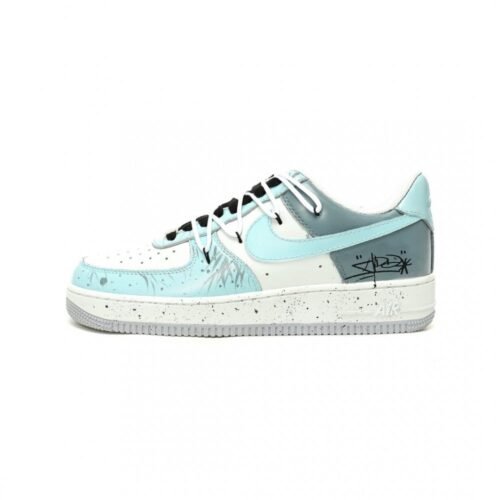 【AT12649】Nike Air Force 1 ローカットスニーカー ミントグリーン ホワイト アートグラフィティデザイン | AF1
