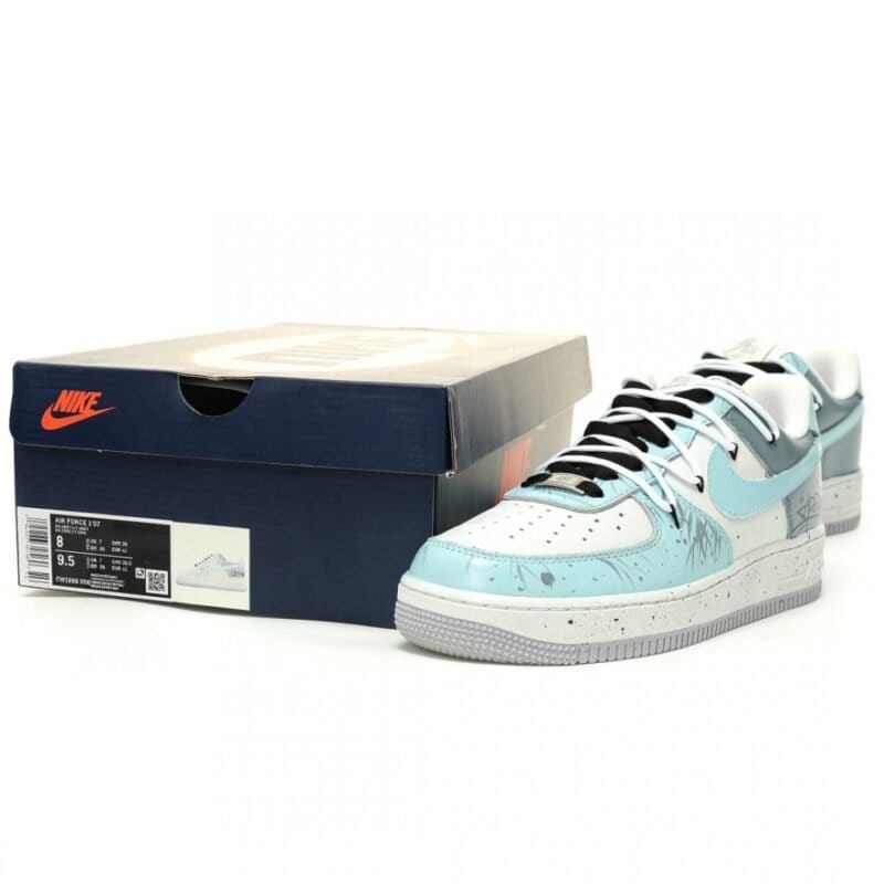 【AT12649】Nike Air Force 1 ローカットスニーカー ミントグリーン ホワイト アートグラフィティデザイン | AF1