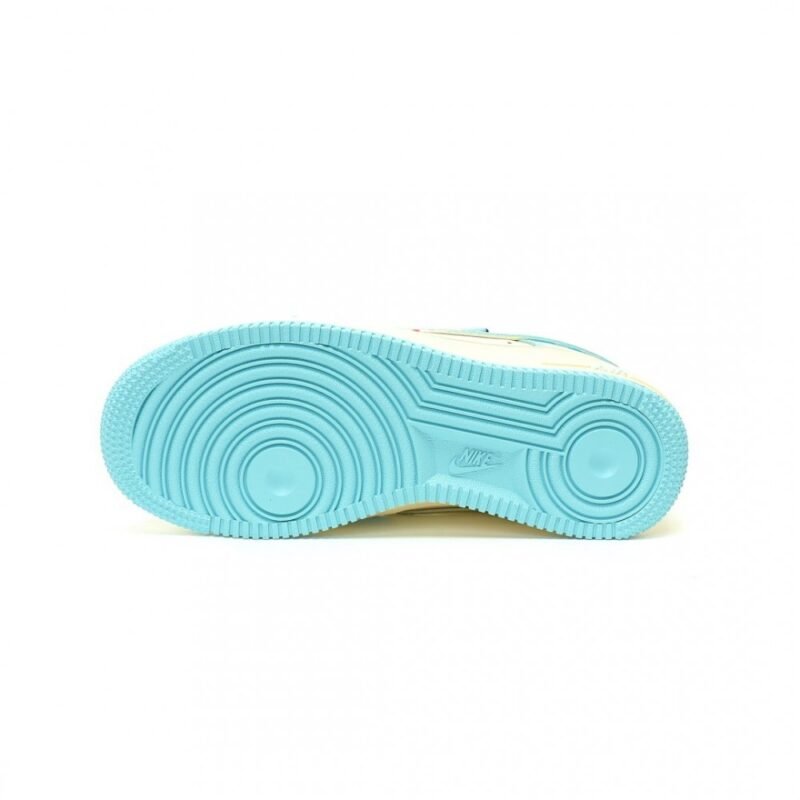 【AT12774】Nike Air Force 1 クリームイエローとブルーのグラフィティデザインスニーカー | OffWhite x Nike