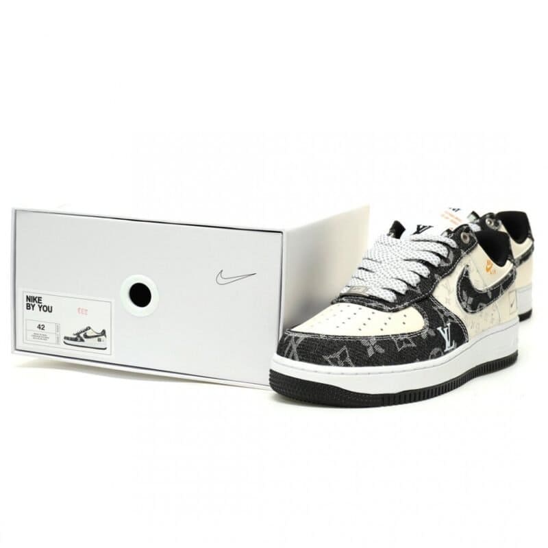 【AT12775】ルイ・ヴィトン x ナイキ Air Force 1: モノグラム柄 デニムカンバス ハイブリッドスニーカー | LV x Nike