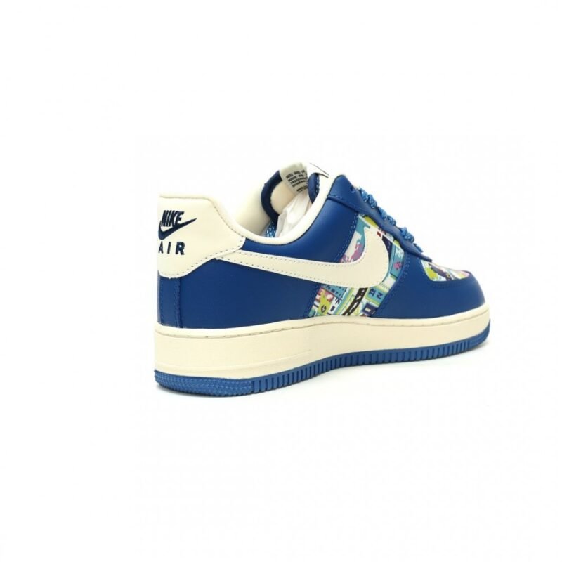 【AT12855】ナイキ Air Force 1 07 Low ロイヤルブルー フォームフィンガー柄カスタムカラー | Nike x Air Force 1
