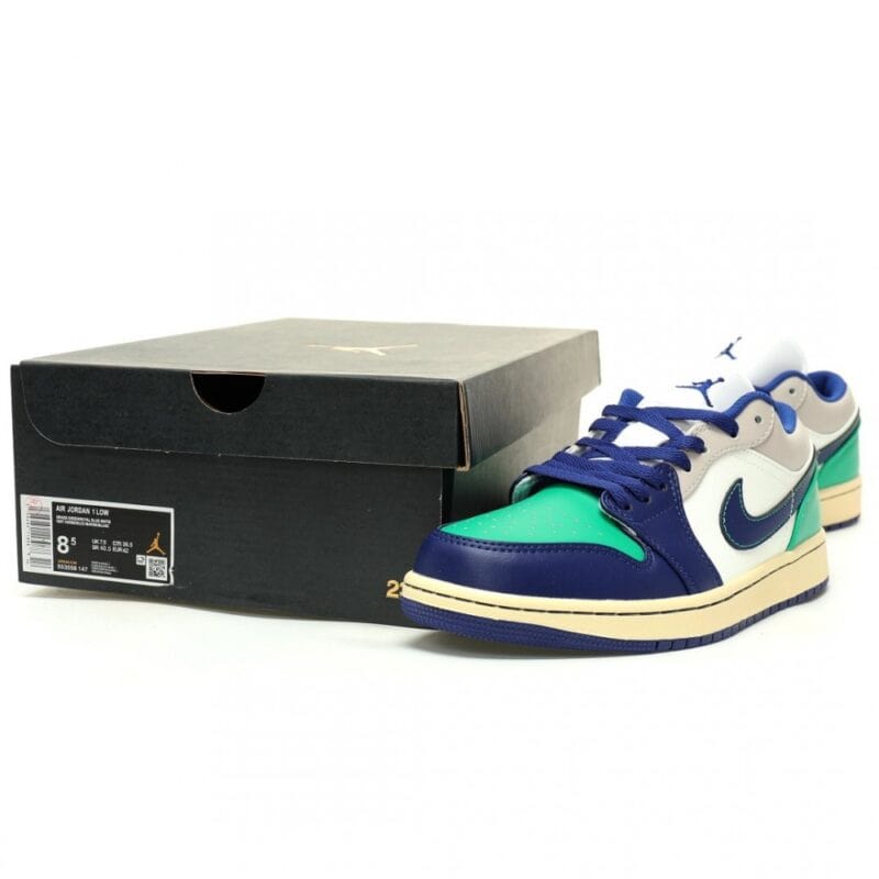 【AT12895】ナイキ エア ジョーダン 1 ロー 青緑オフホワイト バスケットボールシューズ | Air Jordan
