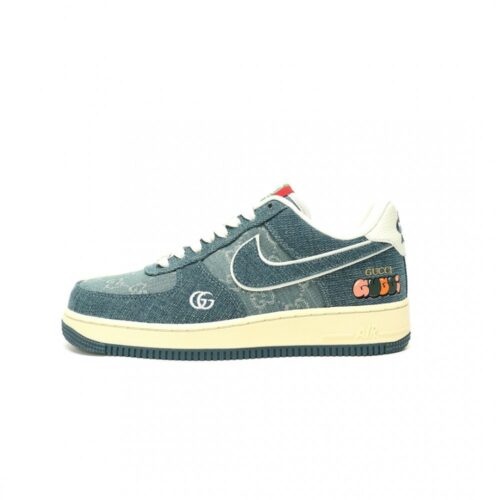 【AT12923】Nike x GucciコラボAir Force 1 Lowスニーカー - デニムブルーのファッション魅力 | Gucci x Nike