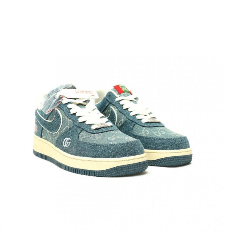 【AT12923】Nike x GucciコラボAir Force 1 Lowスニーカー - デニムブルーのファッション魅力 | Gucci x Nike