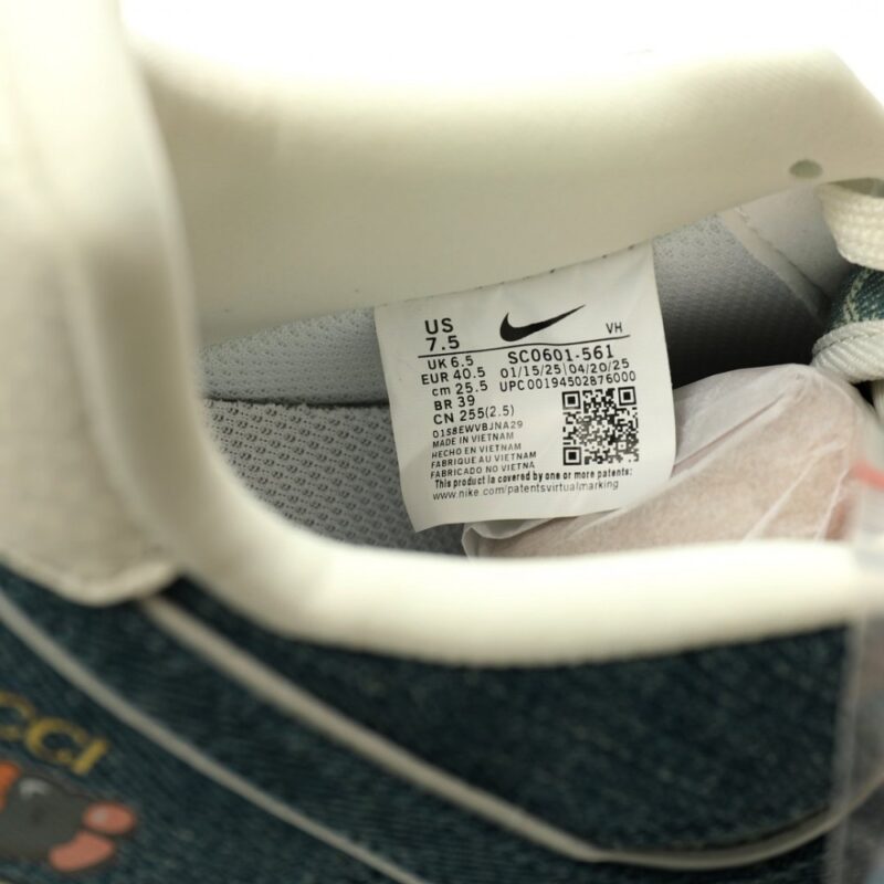 【AT12923】Nike x GucciコラボAir Force 1 Lowスニーカー - デニムブルーのファッション魅力 | Gucci x Nike