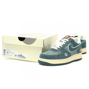 【AT12923】Nike x GucciコラボAir Force 1 Lowスニーカー - デニムブルーのファッション魅力 | Gucci x Nike