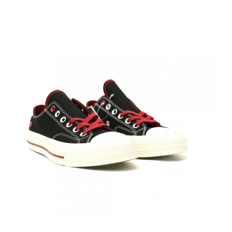 【AT12946】Converse Chuck Taylor All Star 1970 OX「Seasonal」ブラック＆ワインレッドローカットスニーカー | All Star