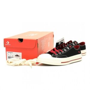 【AT12946】Converse Chuck Taylor All Star 1970 OX「Seasonal」ブラック＆ワインレッドローカットスニーカー | All Star
