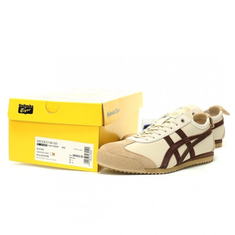 【AT12983】Onitsuka Tiger 鬼塚虎 Mexico 66 SD クリームホワイトと深茶色のレトロな美学を表現するスニーカー | Onitsuka Tiger