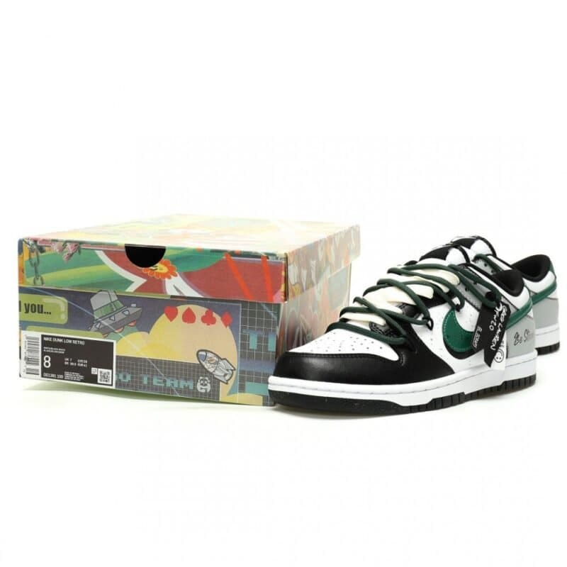 【AT13068】ナイキSBダンクロー ブラックホワイトグリーン スケートボードシューズ | Nike Dunk
