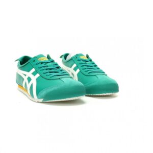 【AT13155】Onitsuka Tiger鬼塚虎 Mexico 66 レザースニーカー 緑と白のクラシックデザイン | Onitsuka Tiger
