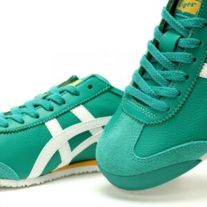 【AT13155】Onitsuka Tiger鬼塚虎 Mexico 66 レザースニーカー 緑と白のクラシックデザイン | Onitsuka Tiger
