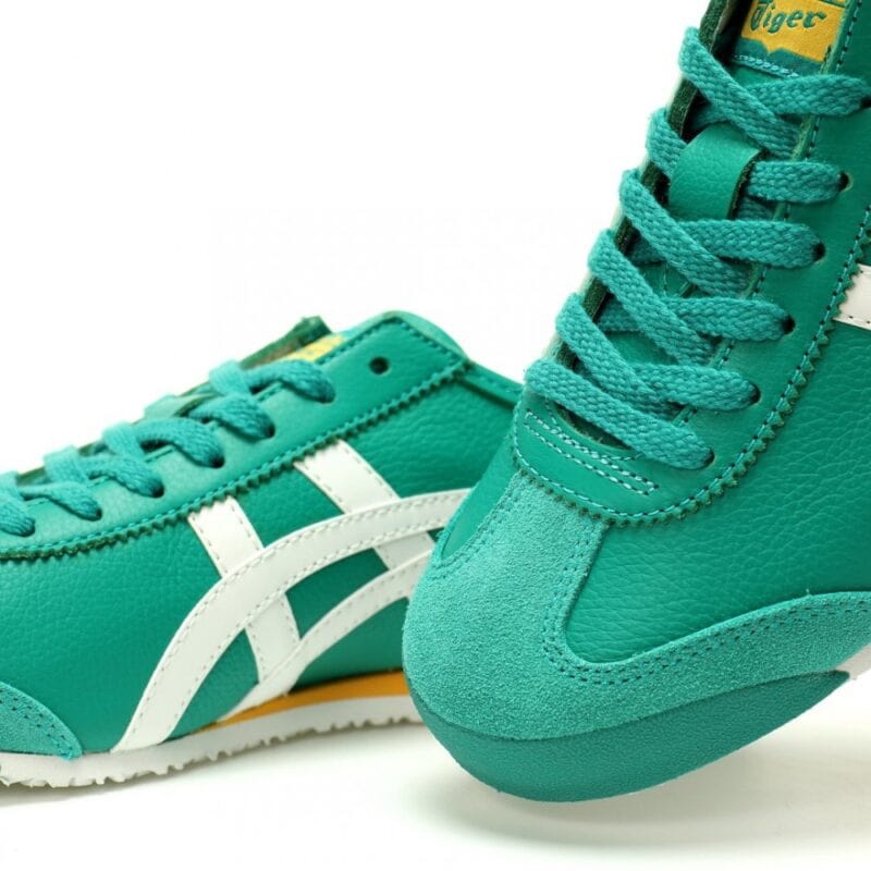 【AT13155】Onitsuka Tiger鬼塚虎 Mexico 66 レザースニーカー 緑と白のクラシックデザイン | Onitsuka Tiger